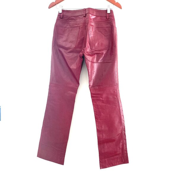 Gap Women Vintage Boot Cut Red Genuine Leather Pants Mid Rise Size 0 - Picture 2 of 14